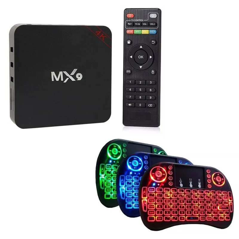 Kit 1 Conversor Smart TV MX-9 + 1 Mini Teclado Wireless Touch Pad com LED
