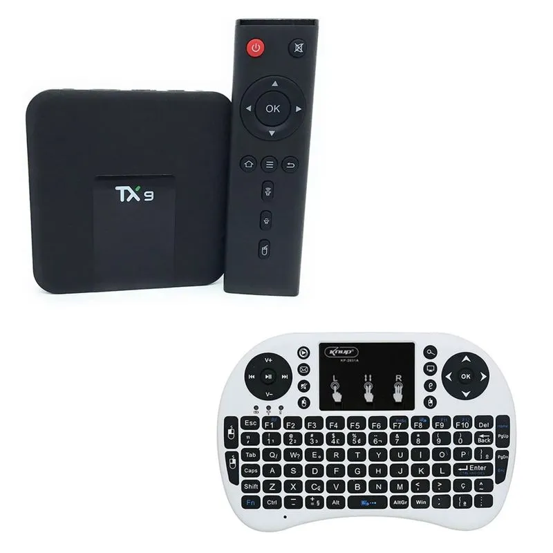 Kit 1 Conversor Smart TV TX-9 + 1 Mini Teclado Wireless Touch Pad Cinza
