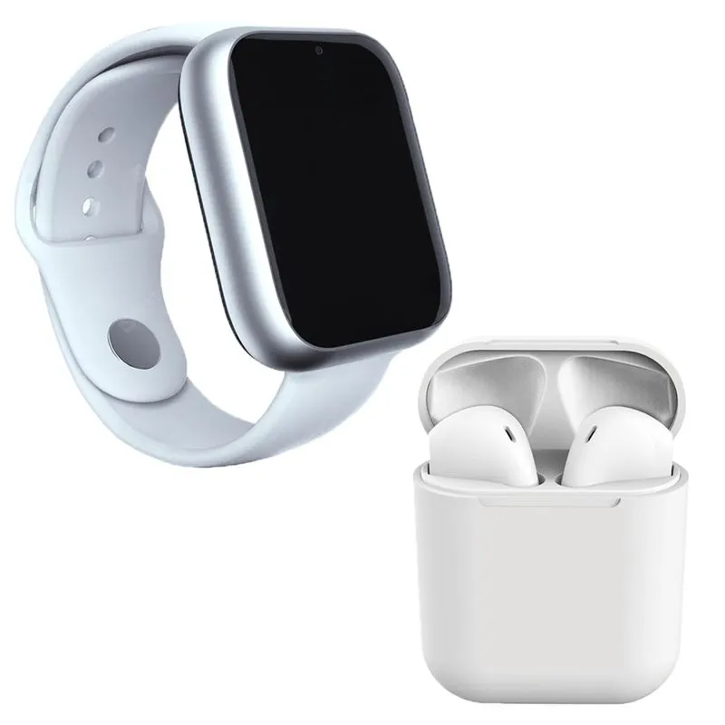 Kit 1 Relógio SmartWatch A1 Pro Plus Branco + 1 Fone Bluetooth inPods 12 Branco