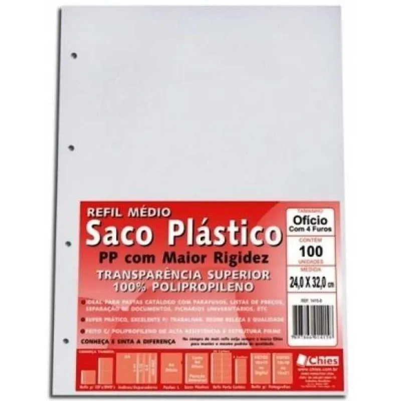 Saco Plastico Medio 4 Furos Oficio Chies