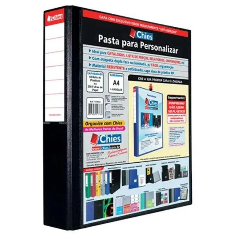 Fichario 4 Arg a4 6cm Revest Preto 1401 Chies