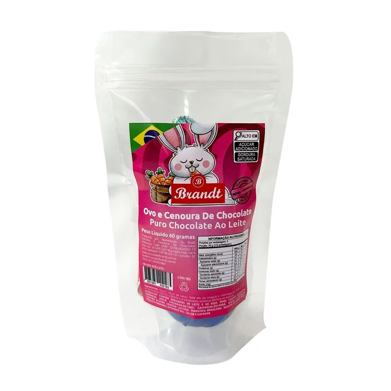 Ovo Páscoa BRANDT Cenoura Chocolate 60g