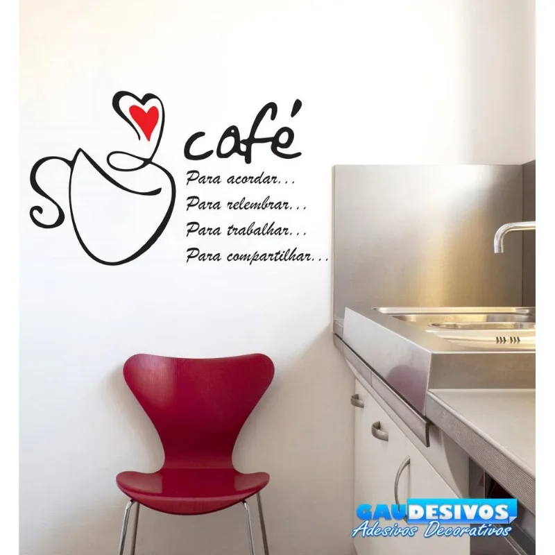 Adesivo Decorativo Parede Frases Xícara Café E Coração