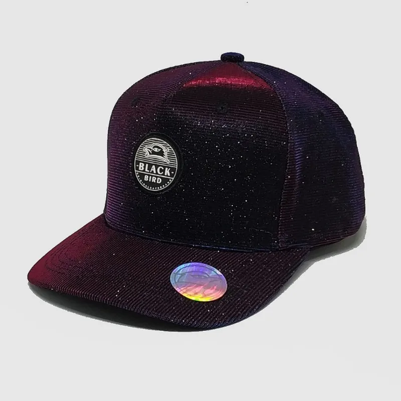 Boné Aba Curva Lonita Black Bird Brilhoso - Único - Azul+rosa