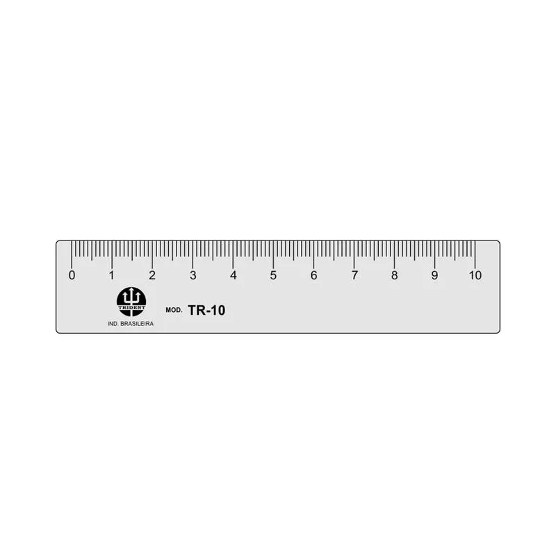 Regua De Pvc Transparente Tr-10 Trident 10 Cm