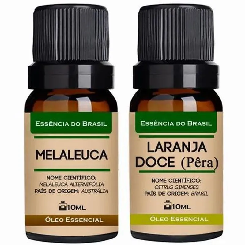 Kit 2 Óleos Essenciais 10ml Melaleuca + Laranja Doce Pêra