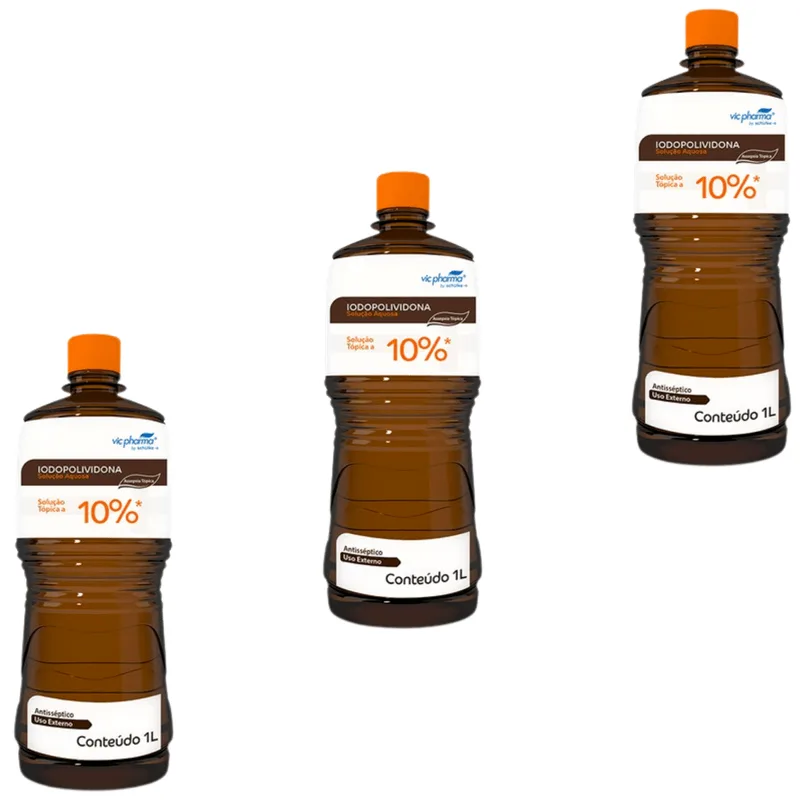 Kit 3 Iodopolividona Degermante 10% 1l Vic Pharma
