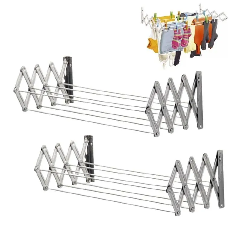 Kit 2 Varal Sanfonado Parede Retrátil Branco 60cm