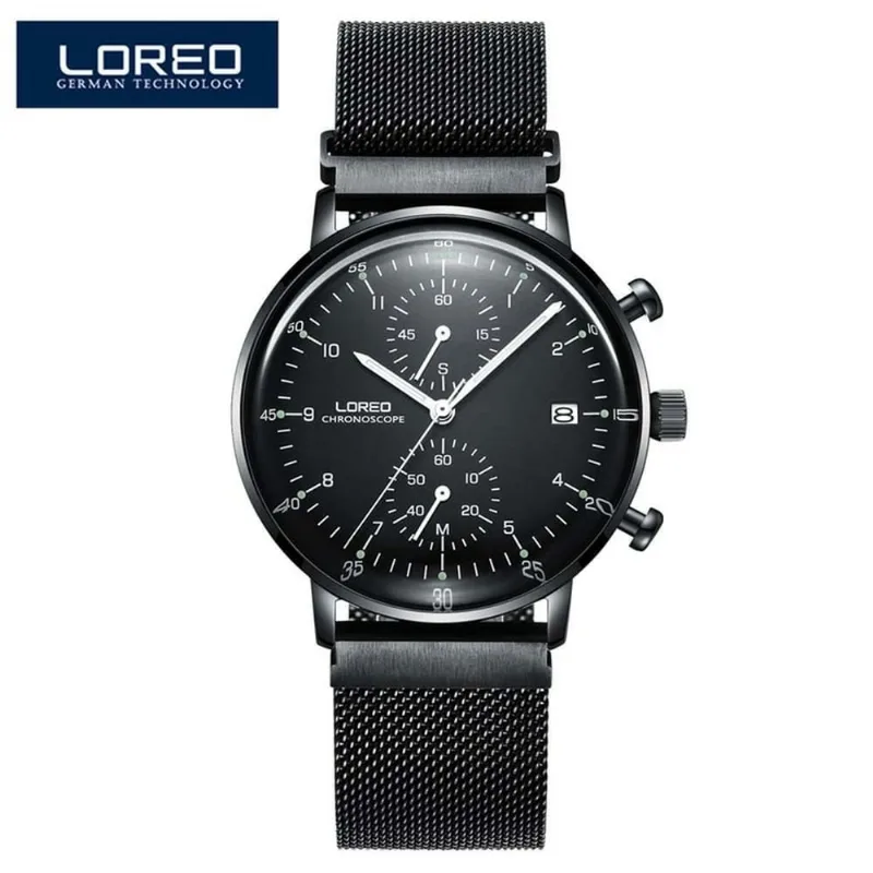 Relógio Masculino Loreo 6112 À Prova D' Água Preto
