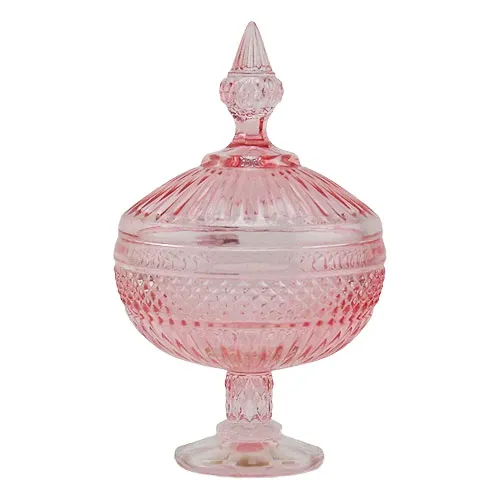 Bomboniere Palace com Pé em Cristal Rosa - 21,2x12cm