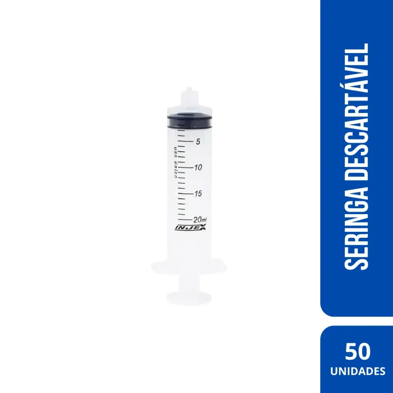 Seringa Descartável 20 ML SEM Agulha (C/50) Luer Lock - Injex