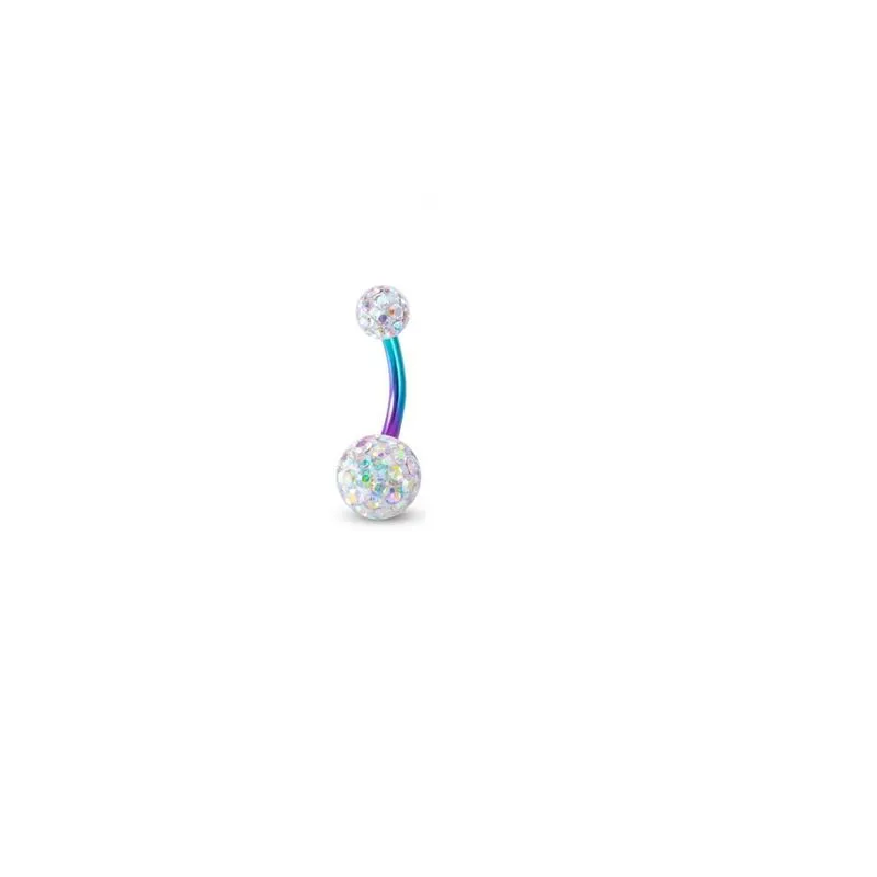 Piercing De Umbigo Laranja Dupla Esferas 6mm