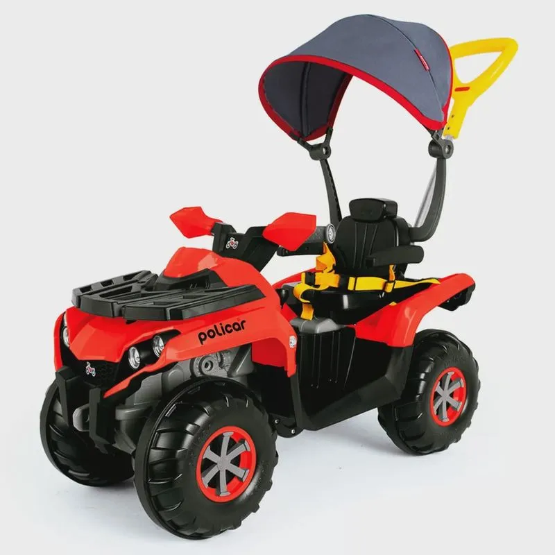 Carrinho de Passeio ou Pedal Poliquadri - Com Capota - Poliplac - Vermelho