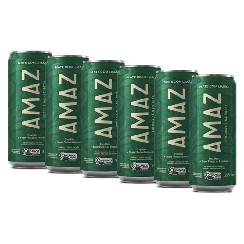 Kit 6x: Energético Mate Com Limão Orgânico Amaz 355ml