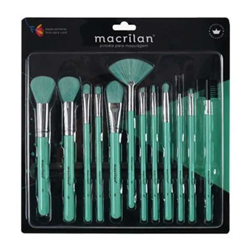 Macrilan EN001 Kit – 12 Pincéis de Maquiagem Azul Kit