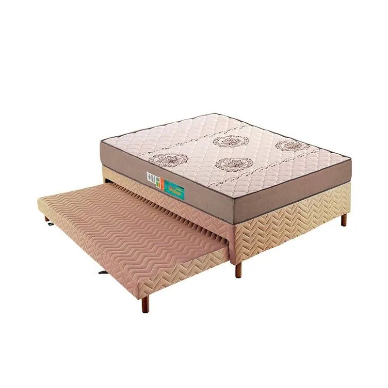 Cama Box CRC Casal +Colchão D33 Espuma Pérola Polar 138x188