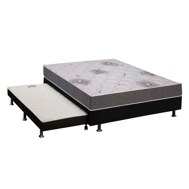 Cama Box CRC Casal +Colchão D33 Espuma Pérola Polar 138x188