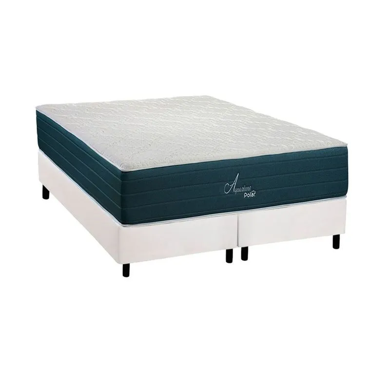 Cama Box King: Colchão Molas Ensacadas Polar Aquariuns + Base crc Courano White (193x203)