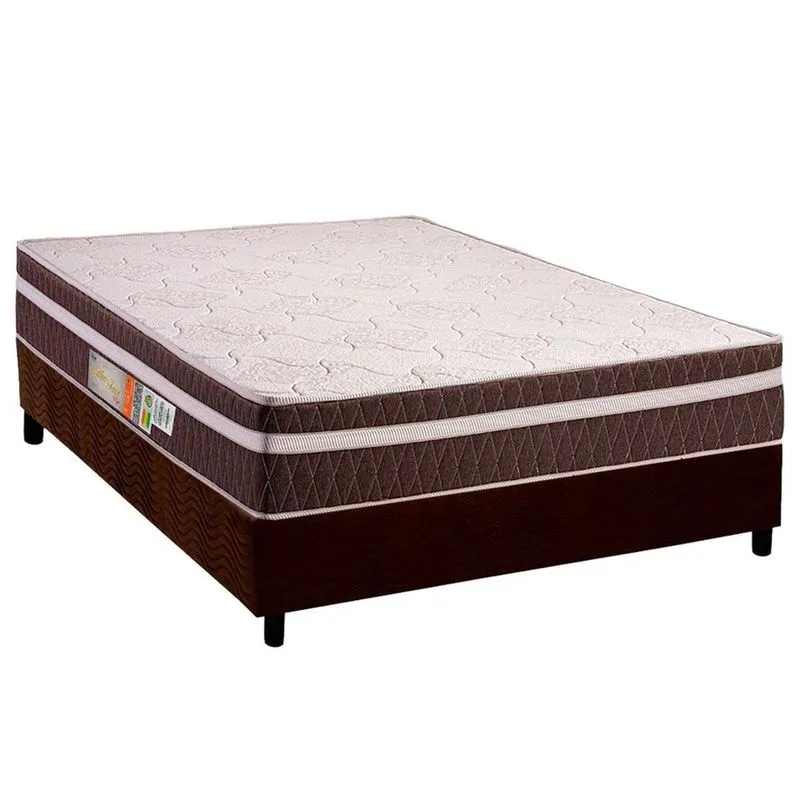 Conjunto Box Casal: Colchão Espuma Polar D28 Orthoface Vip Brown + Base crc Suede Brown (138x188)