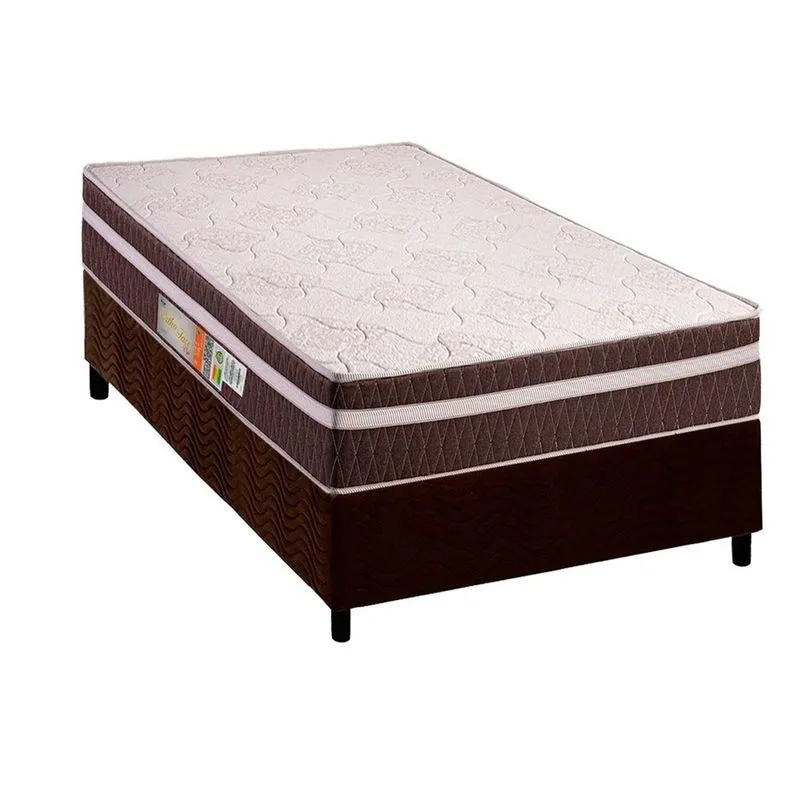 Conjunto Box Solteiro: Colchão Espuma Polar D28 Orthoface Vip Brown + Base crc Suede Brown (88x188)