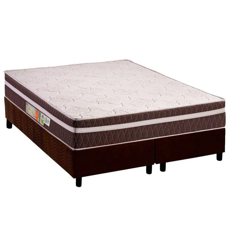 Conjunto Box Queen: Colchão Espuma Polar D28 Orthoface Vip Brown + Base crc Suede Brown (158x198)