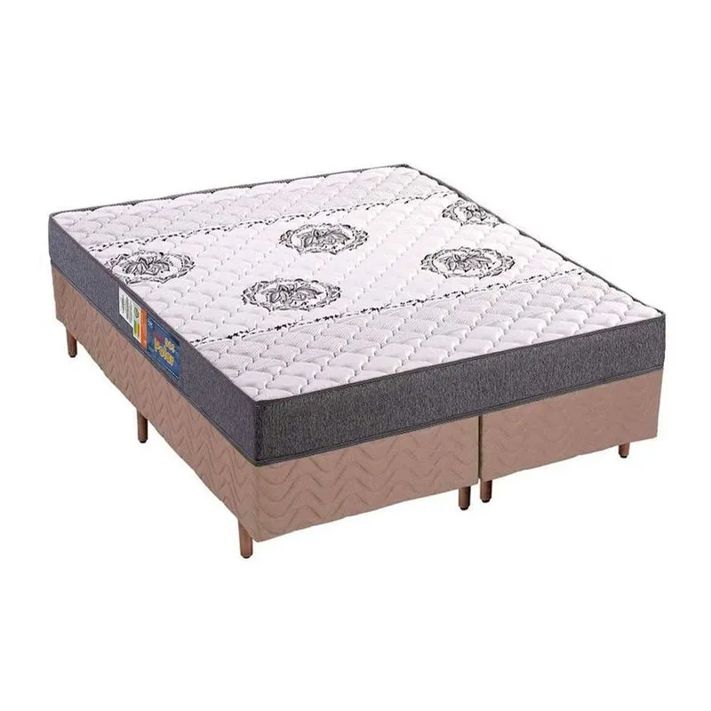 Conjunto Box Queen: Colchão Espuma Polar D45 Pérola Clean + Base crc Rústico Clean (158x198)