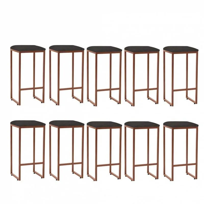 Kit 10 Banqueta Alta Lua Bronze Cinza