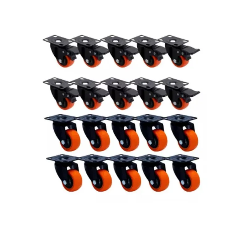 20 Rodízio 50mm Em pvc Rodinha Laranja (10 Com Trava e 10 Sem Trava)