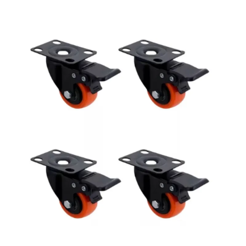 8 Rodízio 50mm Em pvc Rodinha Laranja Sem Trava