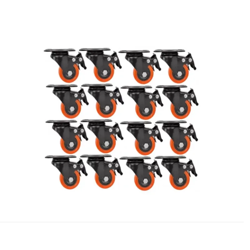 16 Rodízio 50mm Em pvc Rodinha Laranja Com Trava