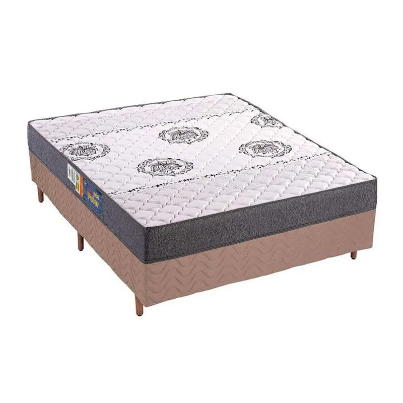 Conjunto Box Casal: Colchão Espuma Polar D45 Pérola Clean + Base CRC Rústico Clean (138x188)