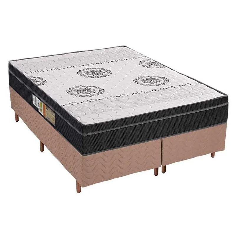 Conjunto Box Queen: Colchão Anatômico Polar D28 Orthoface Firme + Base CRC Suede Clean (158x198)
