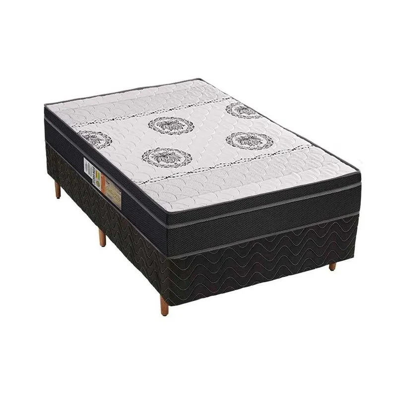 Conjunto Box Solteiro: Colchão Anatômico Polar D28 Orthoface Firme + Base CRC Suede Black (88x188)