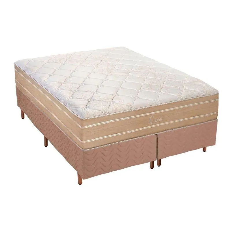 Conjunto Box Queen: Colchão Molas Polar Ensacadas Cristal + Base CRC Rústico Clean (158x198)
