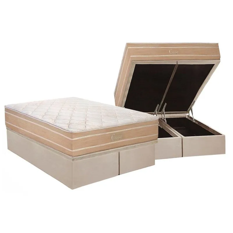 Conjunto Box Baú King: Colchão Molas Polar MasterPocket Ensacadas Cristal + Base crc Suede Clean(193x203)