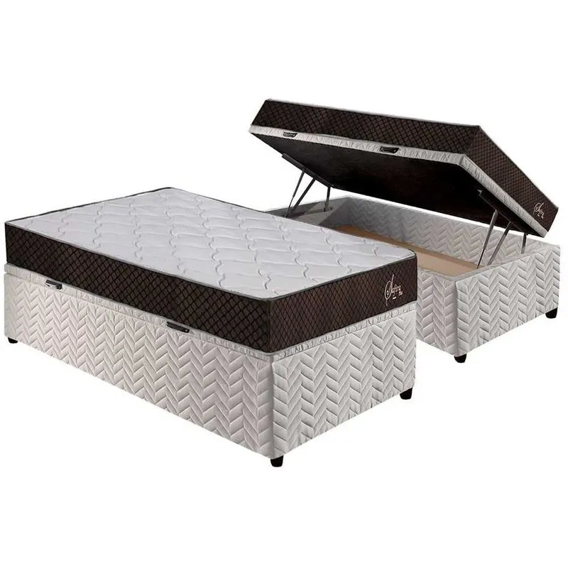 Conjunto Colchão Polar Safira Plus Brown+Baú Solteiro 88