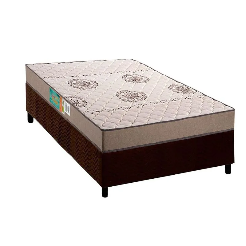Conjunto Box Solteiro: Colchão Espuma Polar D33 Pérola Clean + Base crc Suede Brown(88x188)