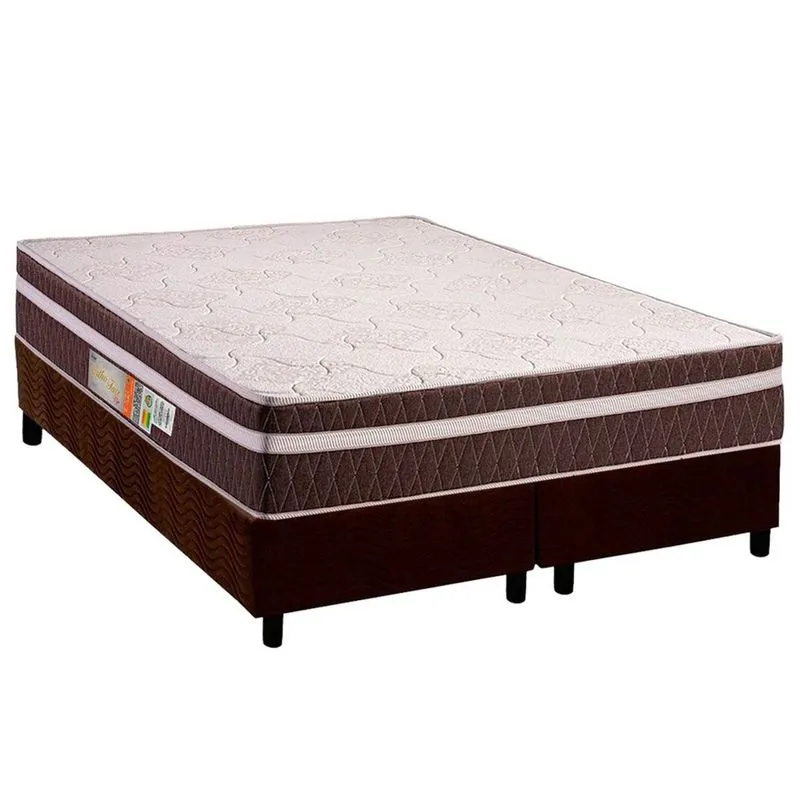 Conjunto Box Queen: Colchão Anatômico Polar D28 / Orthoface Vip Brown + Base crc Suede Brown(158x198)