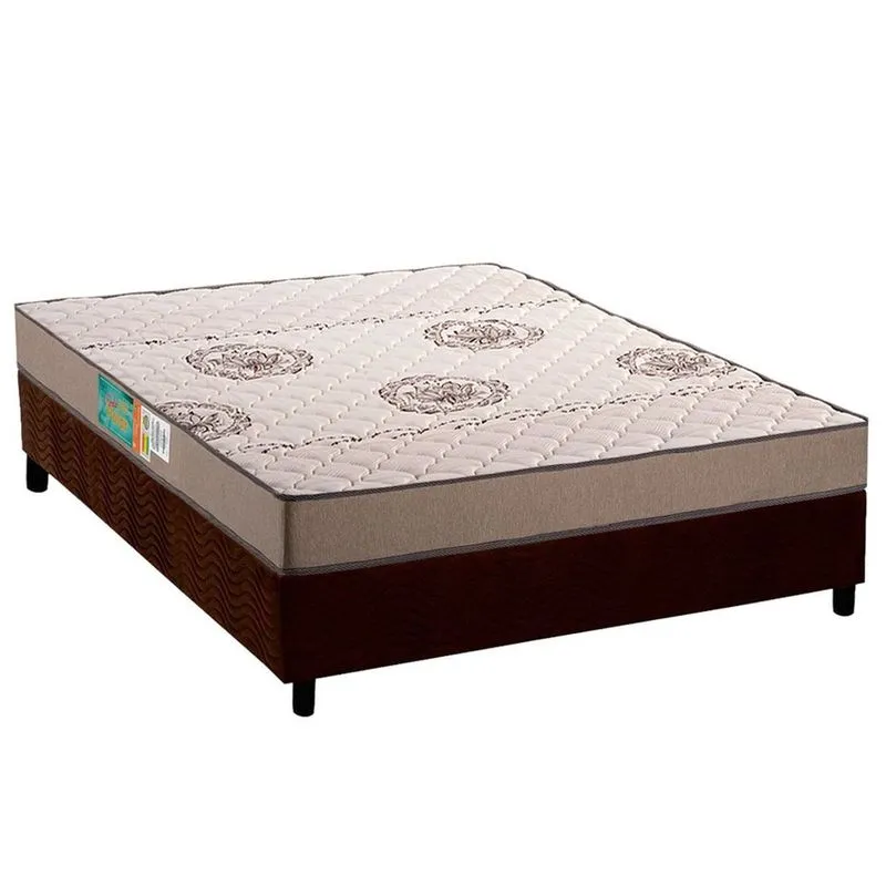 Conjunto Box Viúva: Colchão Espuma Polar D33 Pérola Clean + Base crc Suede Brown(128x188)