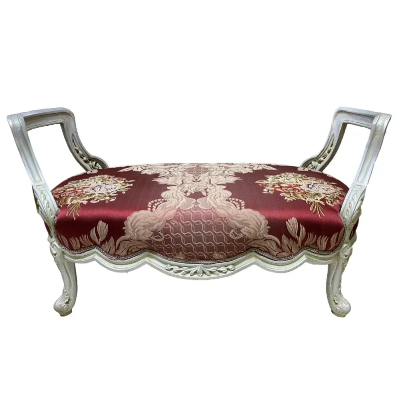 Recamier Namoradeira Sofá Clássico com Estofado Vermelho - 63x123x70cm-Clássico-Prime Home Decor-Prime Home Decor