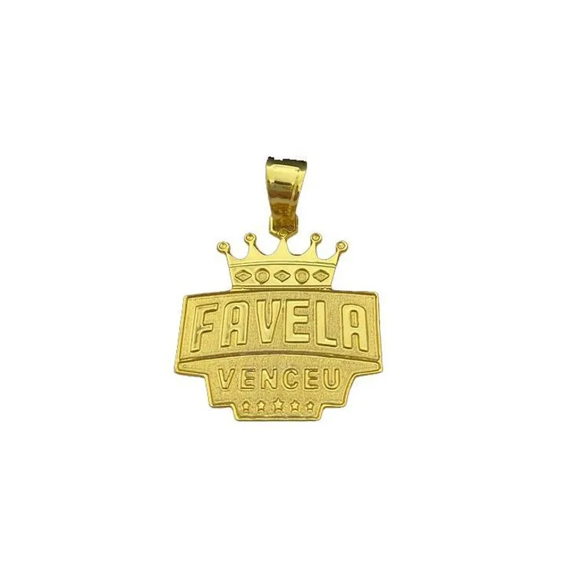 Pingente Favela Venceu G - Banhado A Ouro 18k