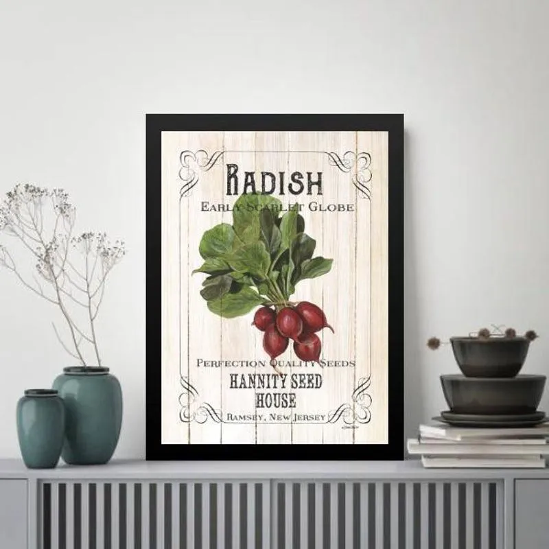 Quadro Vintage Para Cozinha Rabanete 33X24Cm - Com Vidro