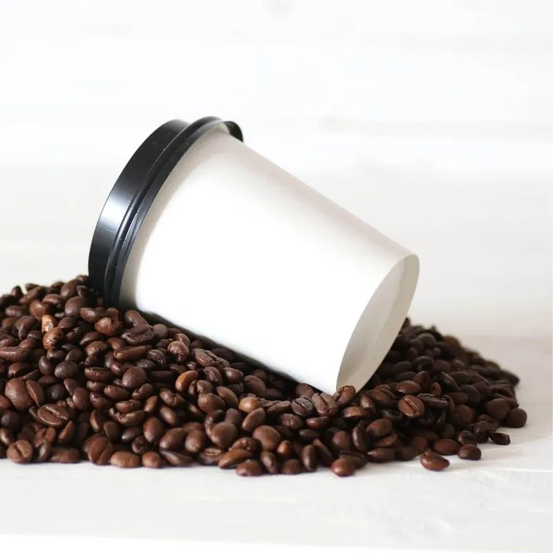 Copo Papel Branco 270ml Bio Com Tampa Bico Preta - 100un