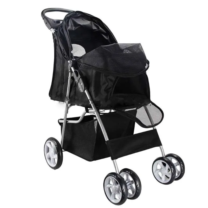Carrinho Passeio Transporte Pet Cães Cachorro Gato - Preto