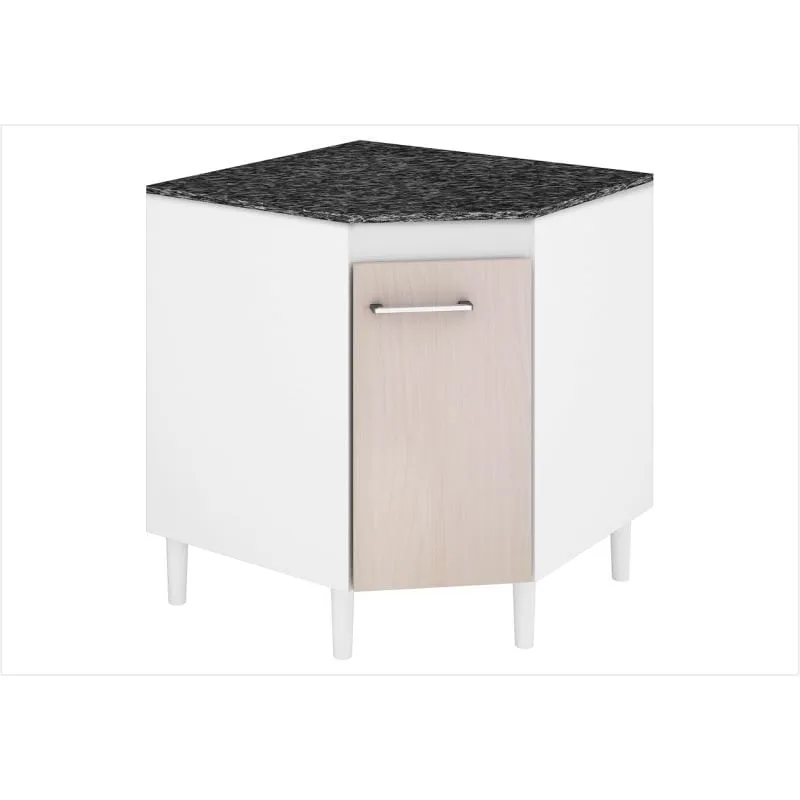 Balcão de Canto 01 Porta Karen Branco com Avelã - MPdecor