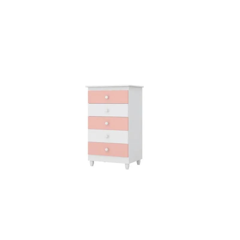 Cômoda Infantil Vitória 100% MDF Branco / Rosê - Peternella Móveis