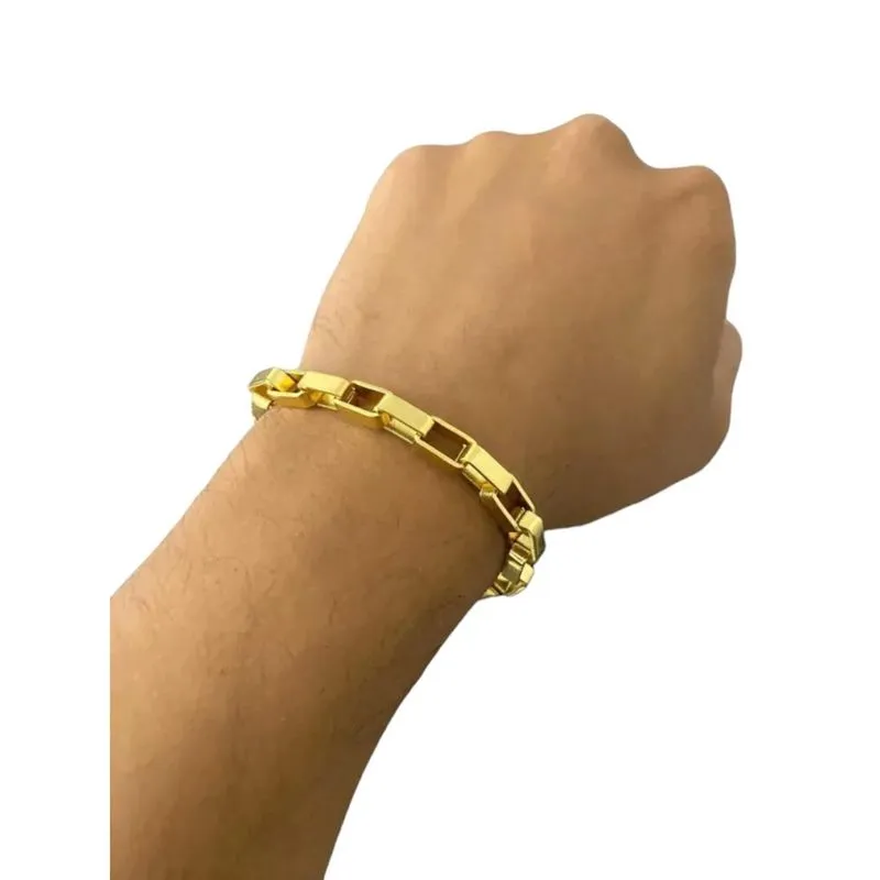 Pulseira Tijolinho Curto 8Mm - Banhado A Ouro 18K