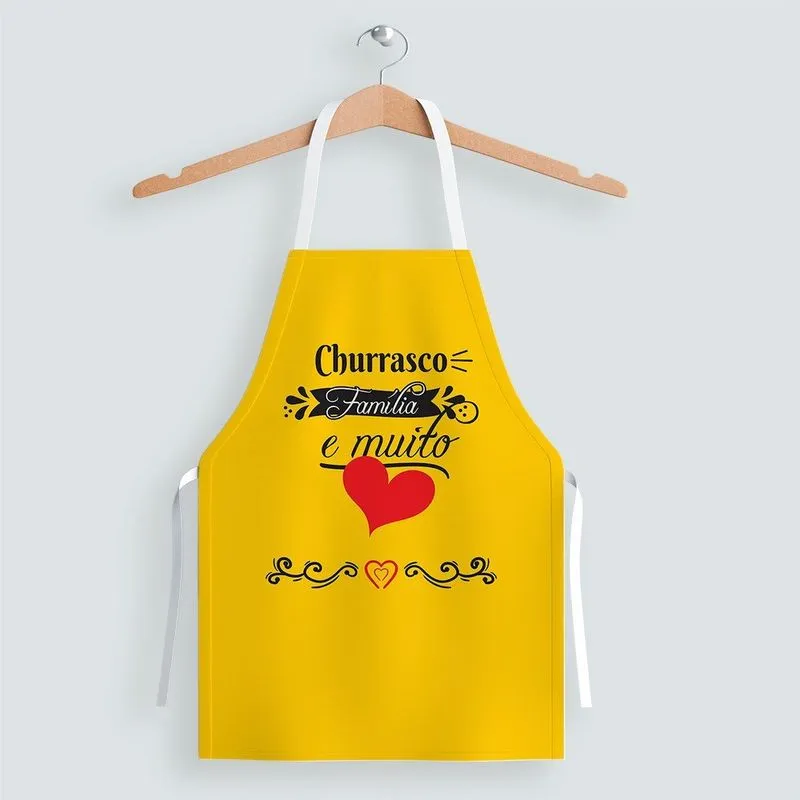 Avental Oxford Com Regulador De Altura Churrasco E Família Amarelo