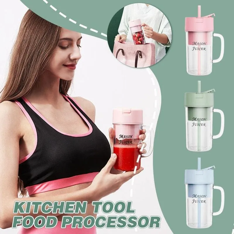 Caneca Copo 340ml Portátil Mixer Elétrico Mini Liquidificador Com Canudo Frutas Sucos Shakes Portátil Recarregável Multi