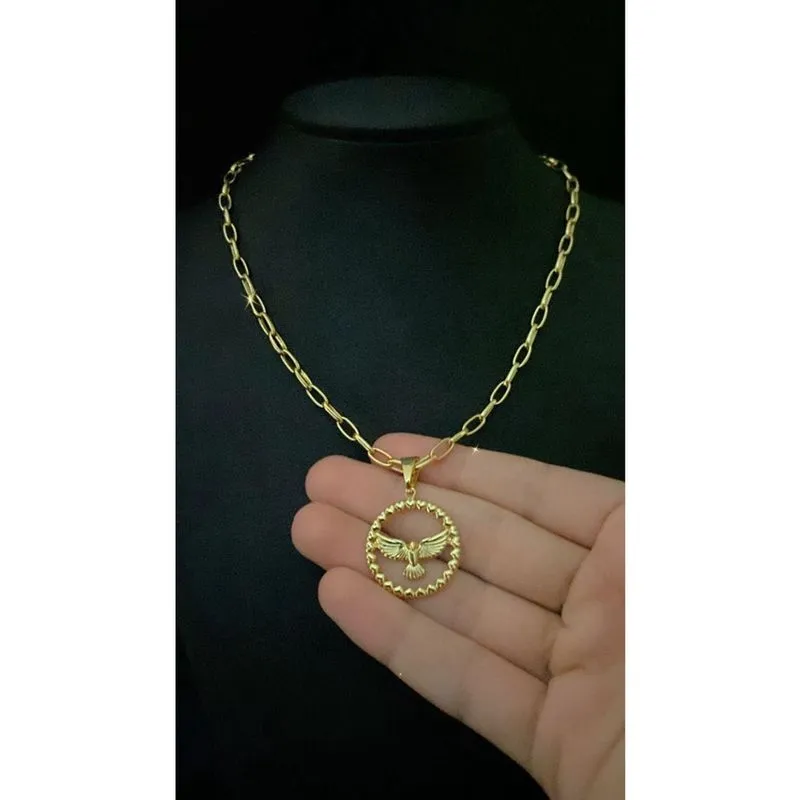 Cordão Feminino Ouro 18k + Pingente Espírito Santo